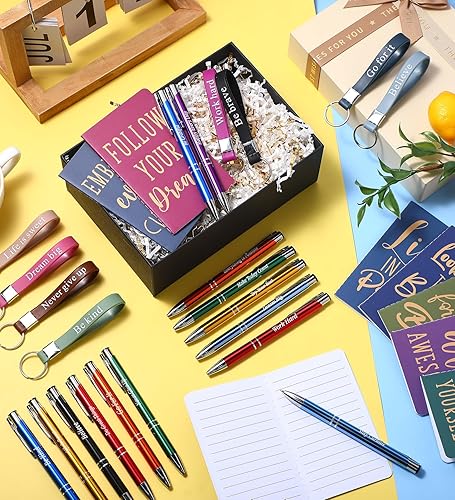 Miniatura 3 de PerKoop Juego de 48 piezas de regalos inspiradores, bloc de notas con citas inspiradoras, 3 x 5 pulgadas, bolígrafos motivacionales, llaveros a