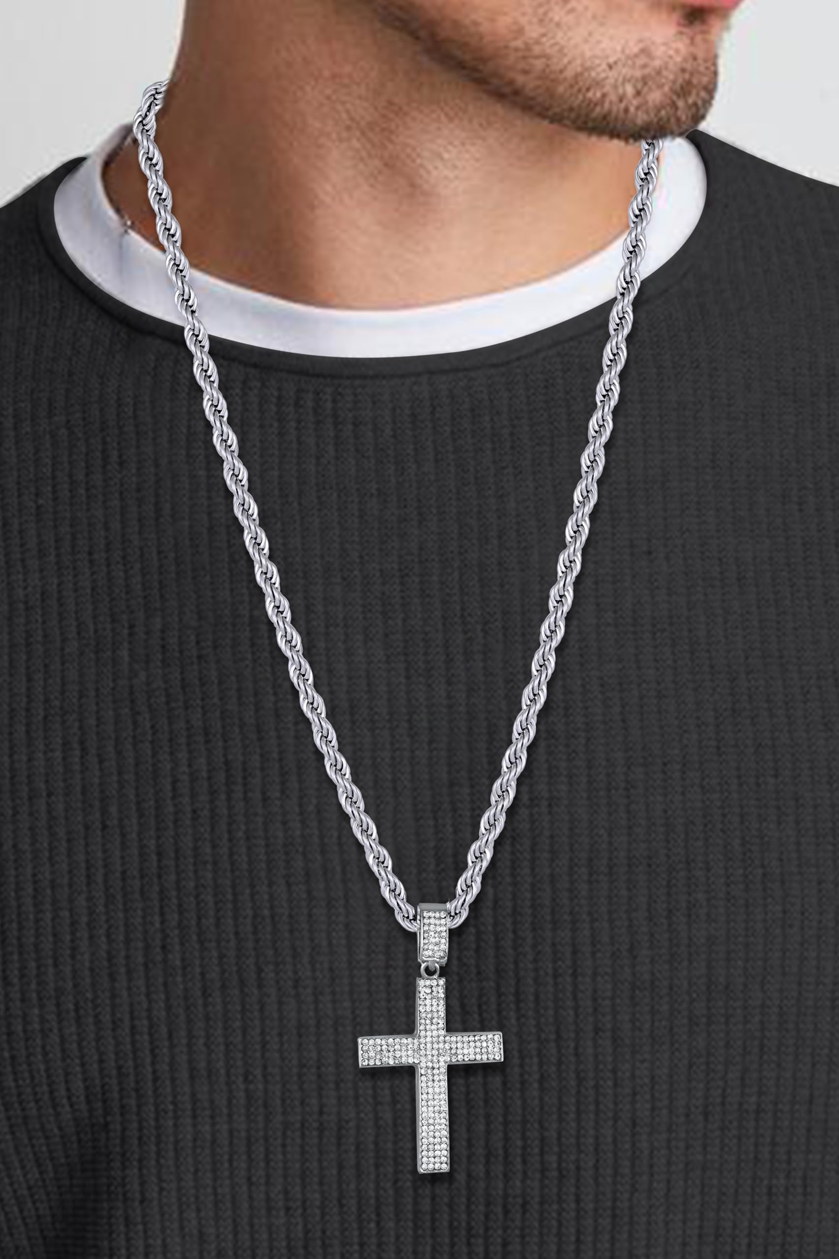 Men's Stylish Stainless Steel Cuban Link Pendant Necklace