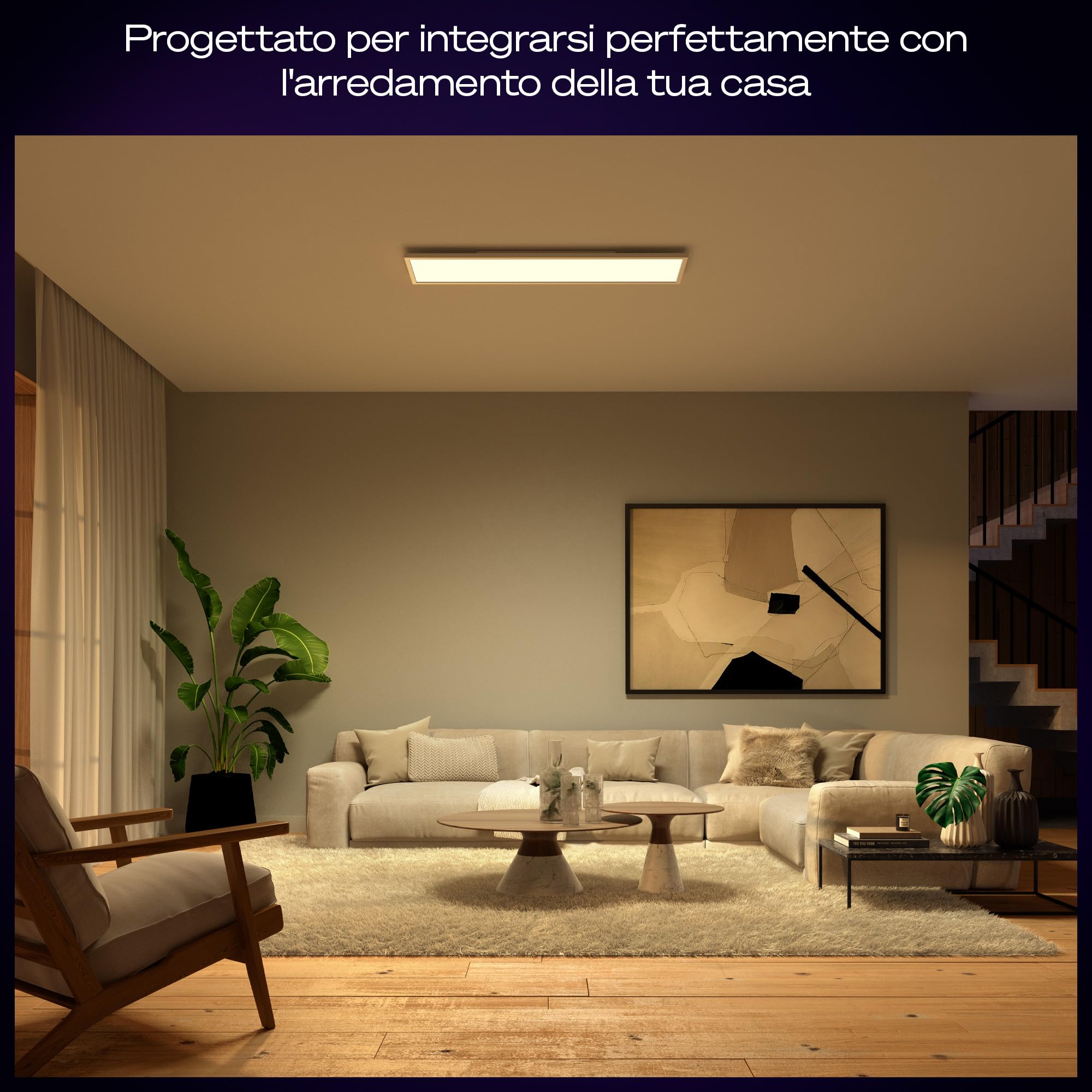 Philips Hue White&ColorAmbiance Surimu, Plafoniera LED Smart, Bluetooh, Controllo Vocale 60 W, Base Rettangolare, 16 Milioni di Colori