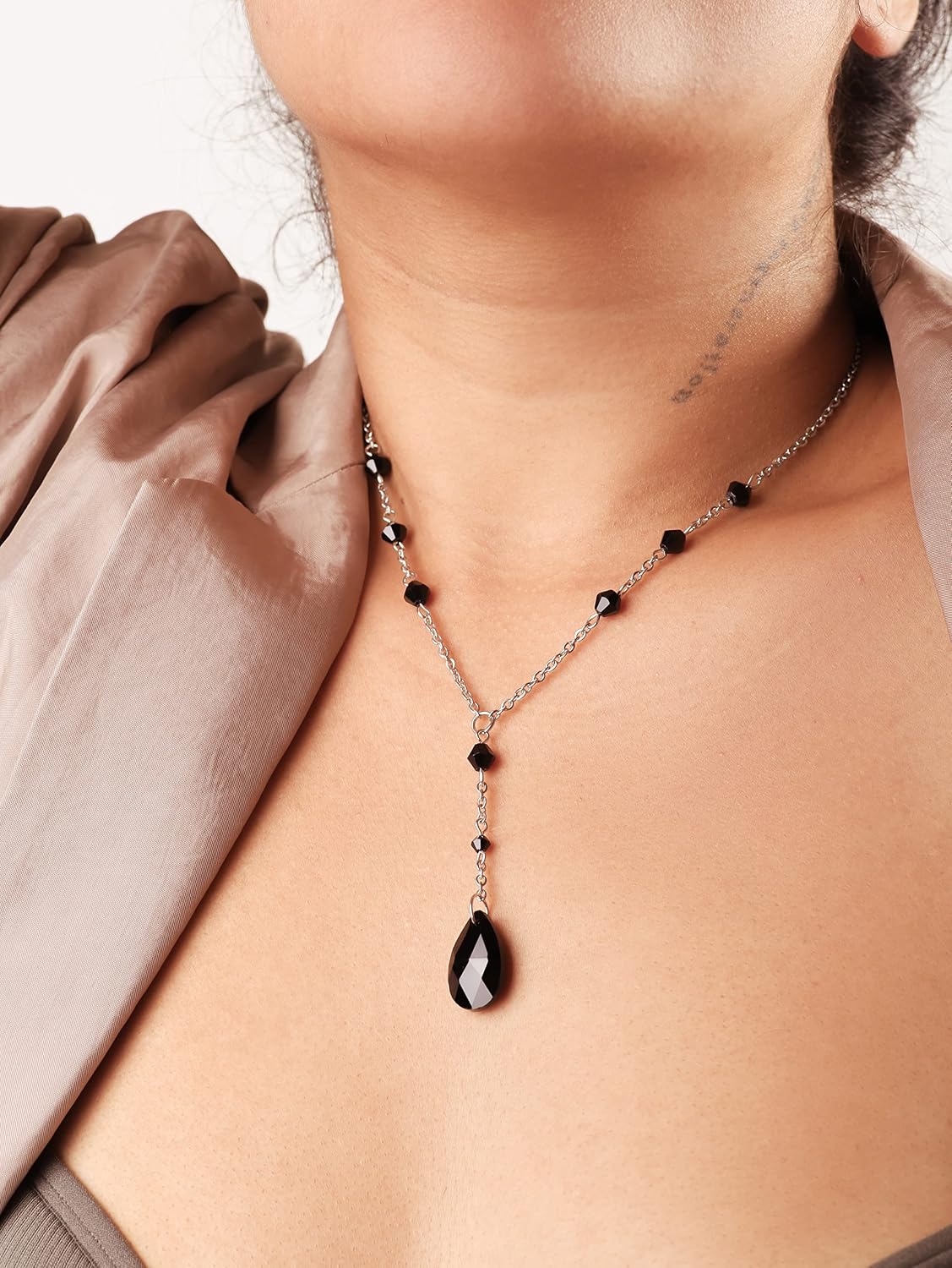 Sacina Gothic Dainty Black Red Teardrop Y Necklace, Gothic Emo Necklace, Goth Jewelry, Christmas Jewelry Gift for Women