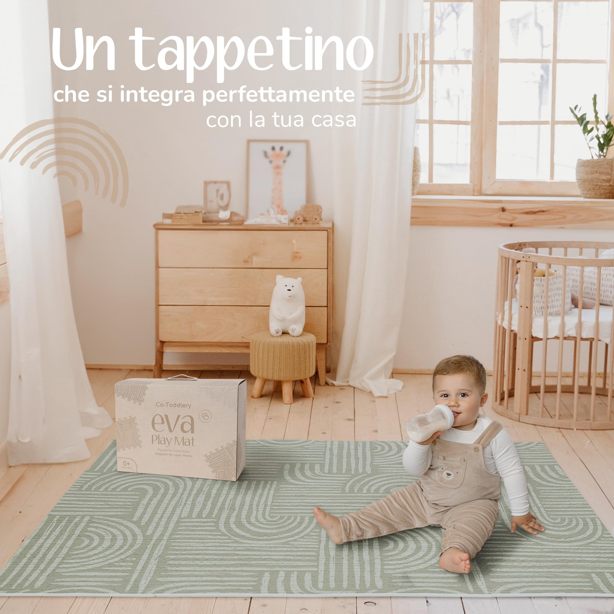Tappeto Gioco Bambini 170x122 cm – Tappeto Neonato Gattonamento in Schiuma EVA, Antiscivolo e Facile da Pulire, Design Elegante per Ogni Stanza, Tappeto Puzzle Bambini Sicuro e Decorativo |Co-Toddlery