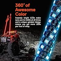 Vista 3 de True Mods - 2 luces led de látigo en espiral, RGB, control remoto inalámbrico RF, bandera, impermeable, antena para RZR Can-Am Polaris, SxS, 4x4