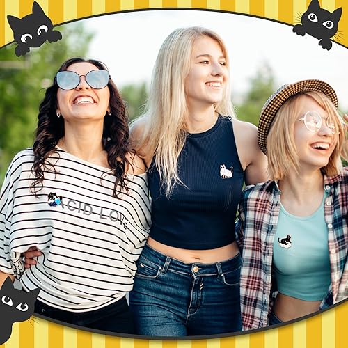 Miniatura 6 de Ceenna 100 alfileres esmaltados de gato, alfileres de solapa esmaltados, Punk espeluznantes, broches, insignias para bolsas.., Zinc, vidrio