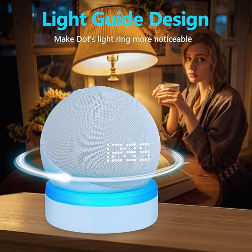 Miniatura 3 de Soporte de mesa para Echo Dot 5ª generación, soporte de escritorio para Echo Dot 4ª/5ª generación, soporte base con guía de luz, accesorios