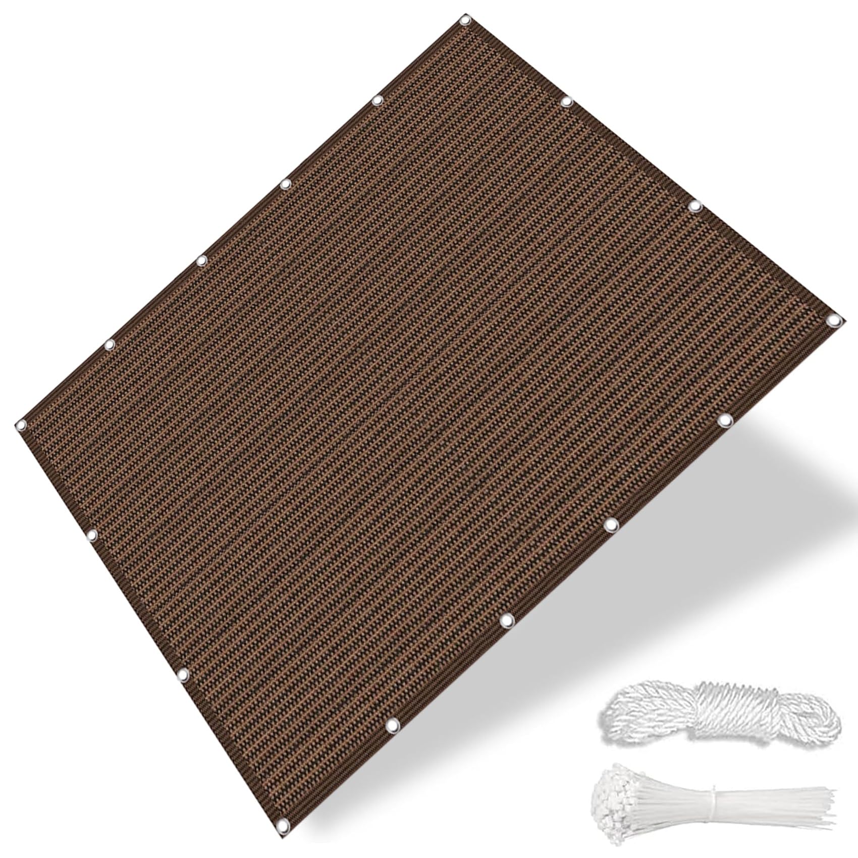 Voile d'ombrage Bord Droit 170 x 320 cm, Hdpe, Respirant, Perméable, Anti-Déchirure, Voile D Ombrage Rectangulaire pour Balcon Terrasse Exterieur Patio Piscine, ‎Marron
