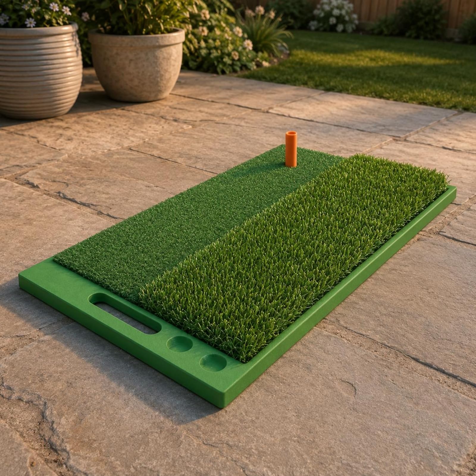 Golf Trainingsmatte Chipping Matte Schlagteppich Übungsmatte mit Bodenschonendem TPE Rücken Und Griffigem Trainingsrasen, DJD032-PP Doppelgras-Version