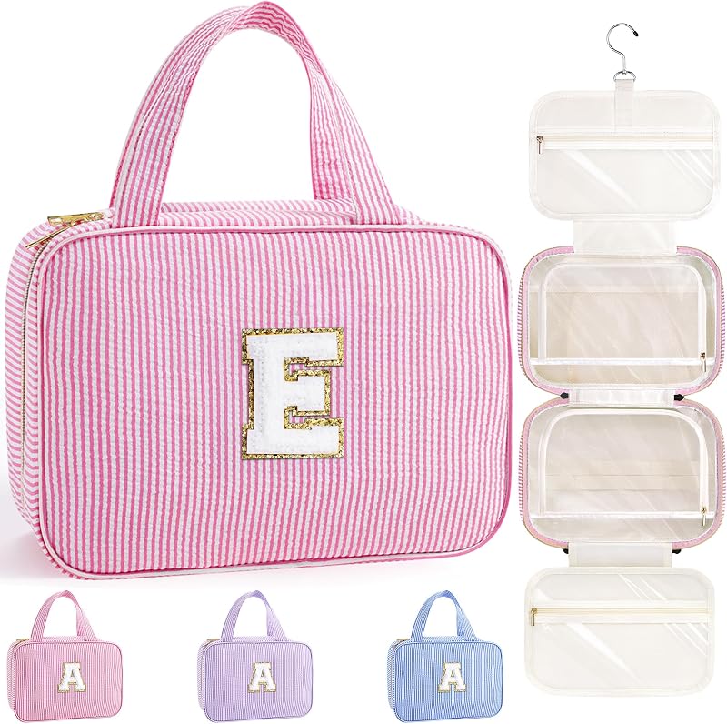 Necessaire de viagem suspensa TOPEAST E, rosa, com compartimentos e gancho giratório