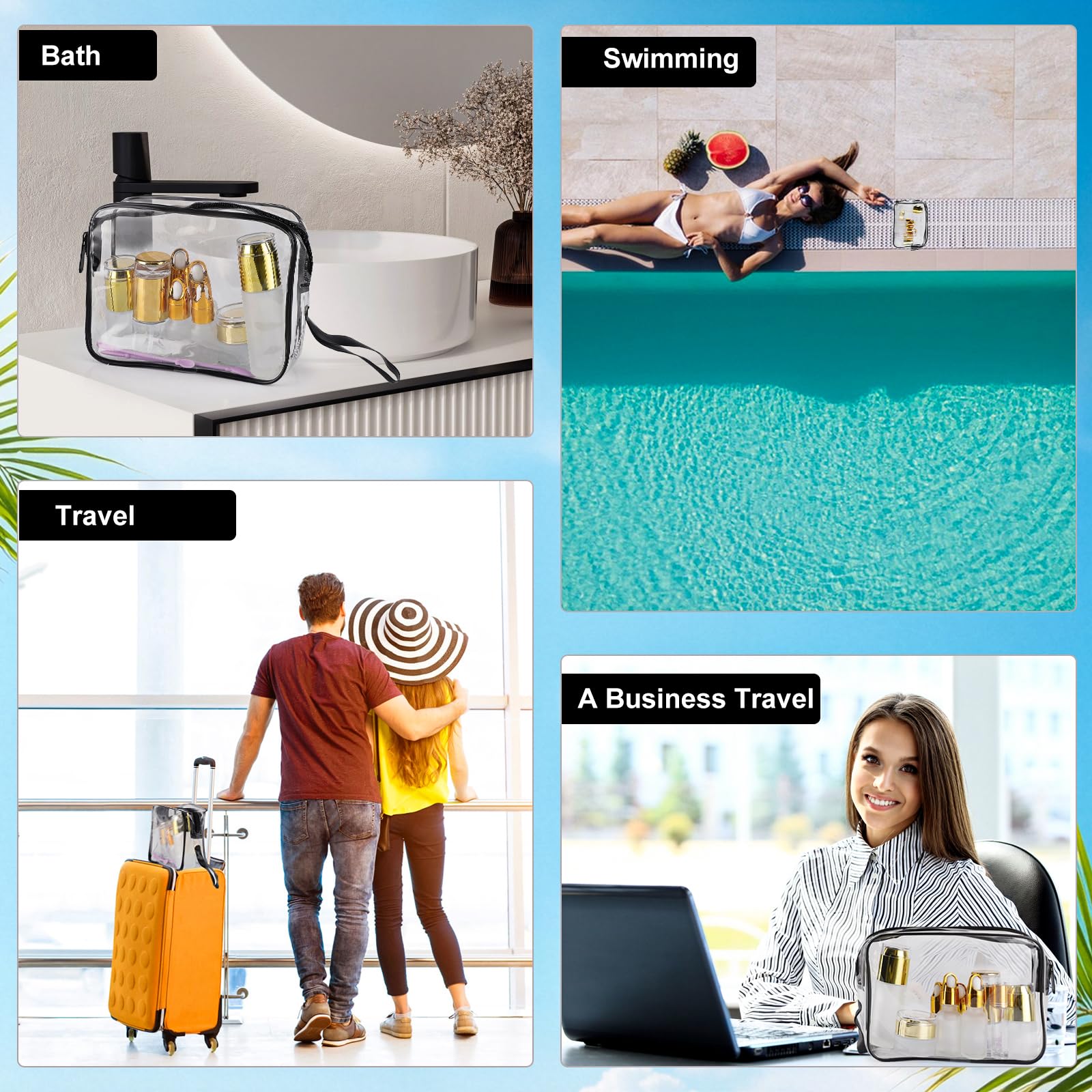 Confezione da 30 contenitori da viaggio in vetro per la cura della pelle, approvati TSA, da 1,3/1/0,7/8,5 g, contenitori da viaggio ricaricabili con pompa, barattoli e bottiglia di olio essenziale, in