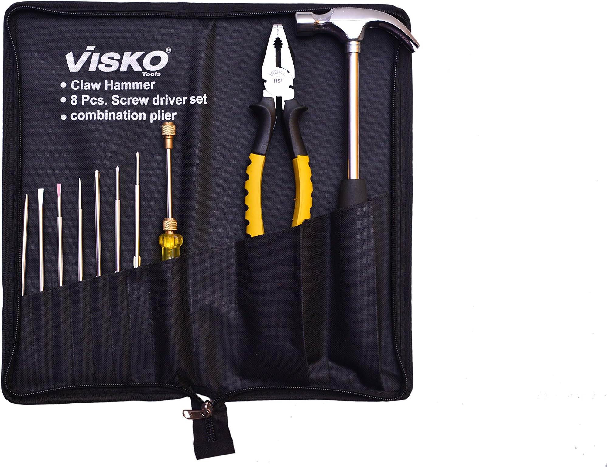 Visko Tools 501 Home Hand Tool Kit, 11 Pieces (Black)