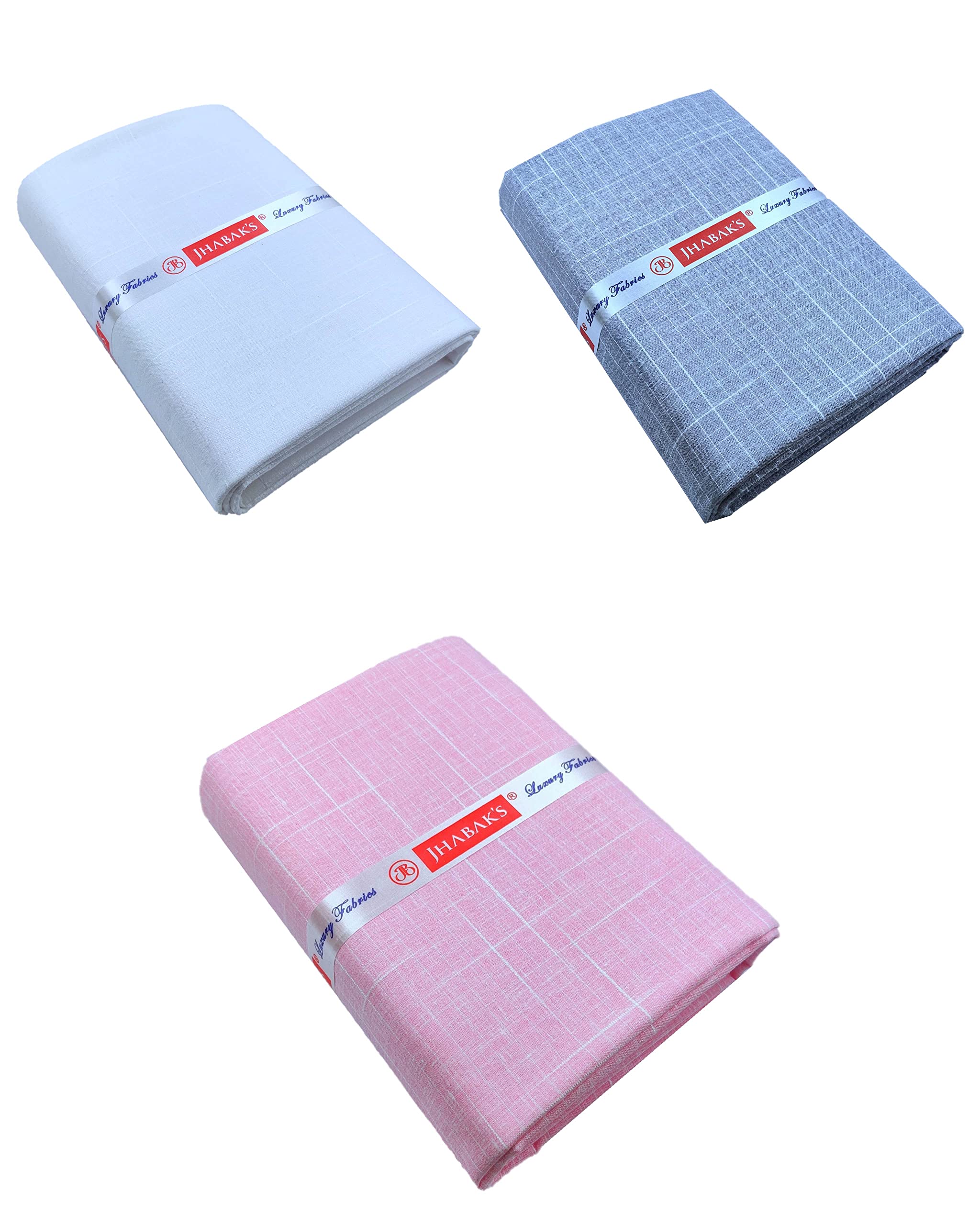 Premium Cotton Linen Blend Self Design Shirt & Kurta Fabric- Pack of 3-2.25M Shirt Cloth OR 3.00M Kurta Material-image-31