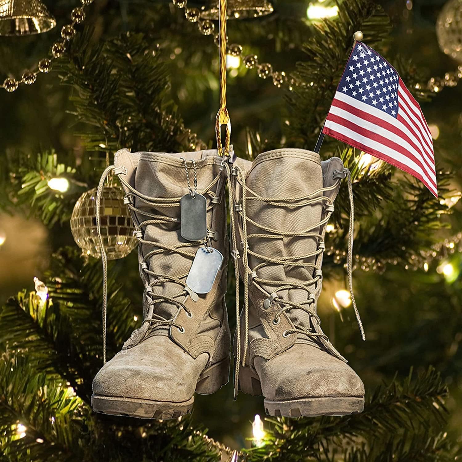 Christmas Tree Decorations, Ornaments for Christmas Tree, Veteran Boots Ornament, Army Boots, Army Ornament, Gift for Veteran (O) - Image 2