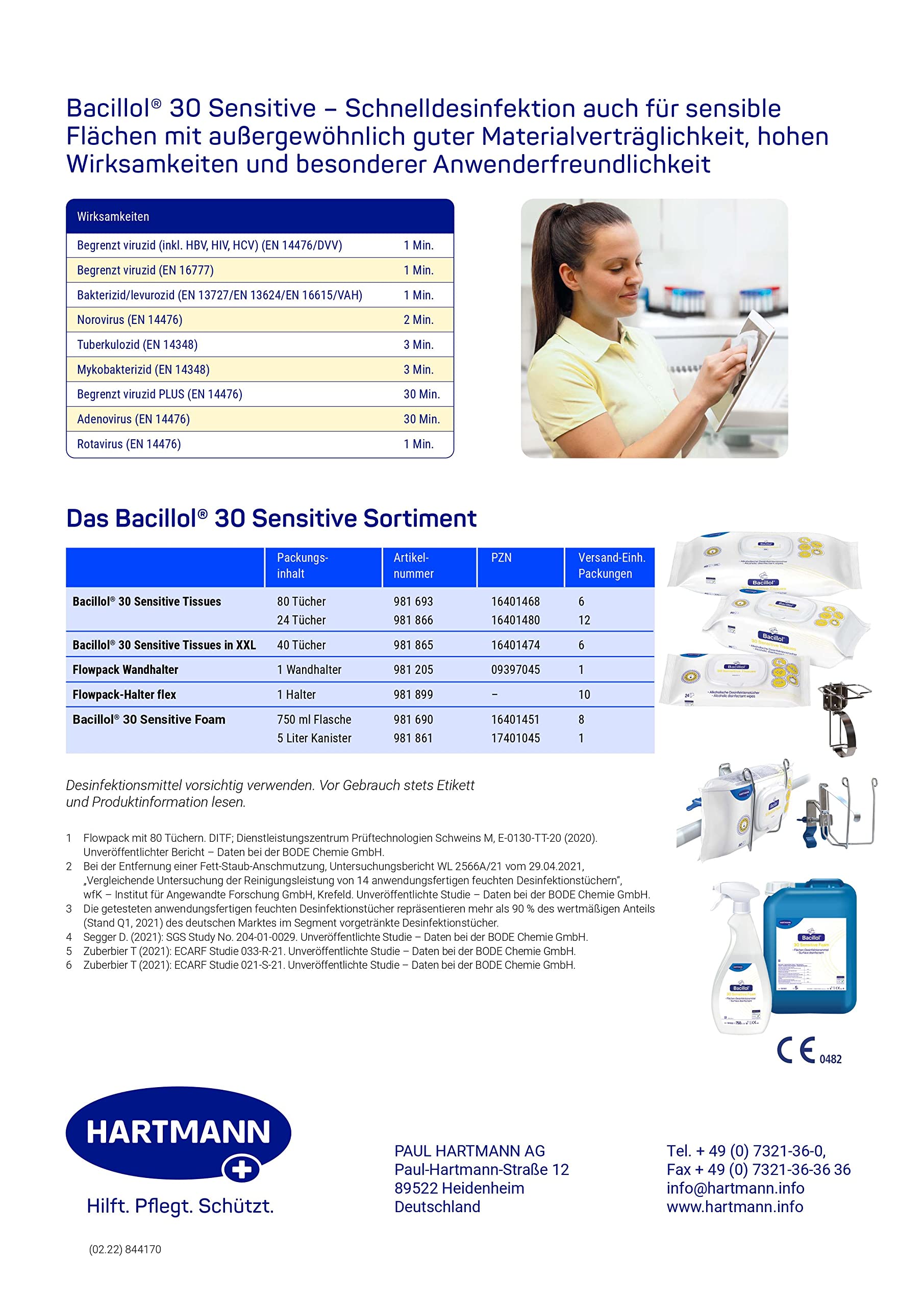 Bode Bacillol 30 Sensitive Tissues Desinfektionstücher (6 x 80 = 480 Stück)