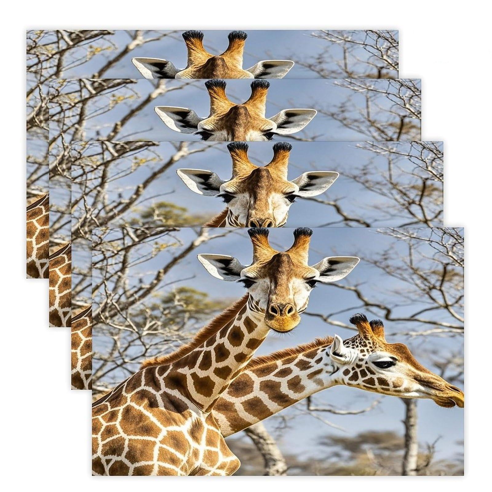 Giraffe Placemats Flax Place Mats for Dining Table Rectangle Non-Slip Table Mats Heat Resistant Washable Placemat for Kitchen Home Decor Party Outdoor 12" X 18"