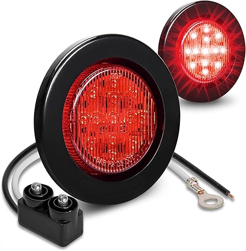 ONLINE LED STORE - Luces de delimitación lateral de 13 LED, redondas, de 6.35cm (padre)., Paquete de 2, Rojo