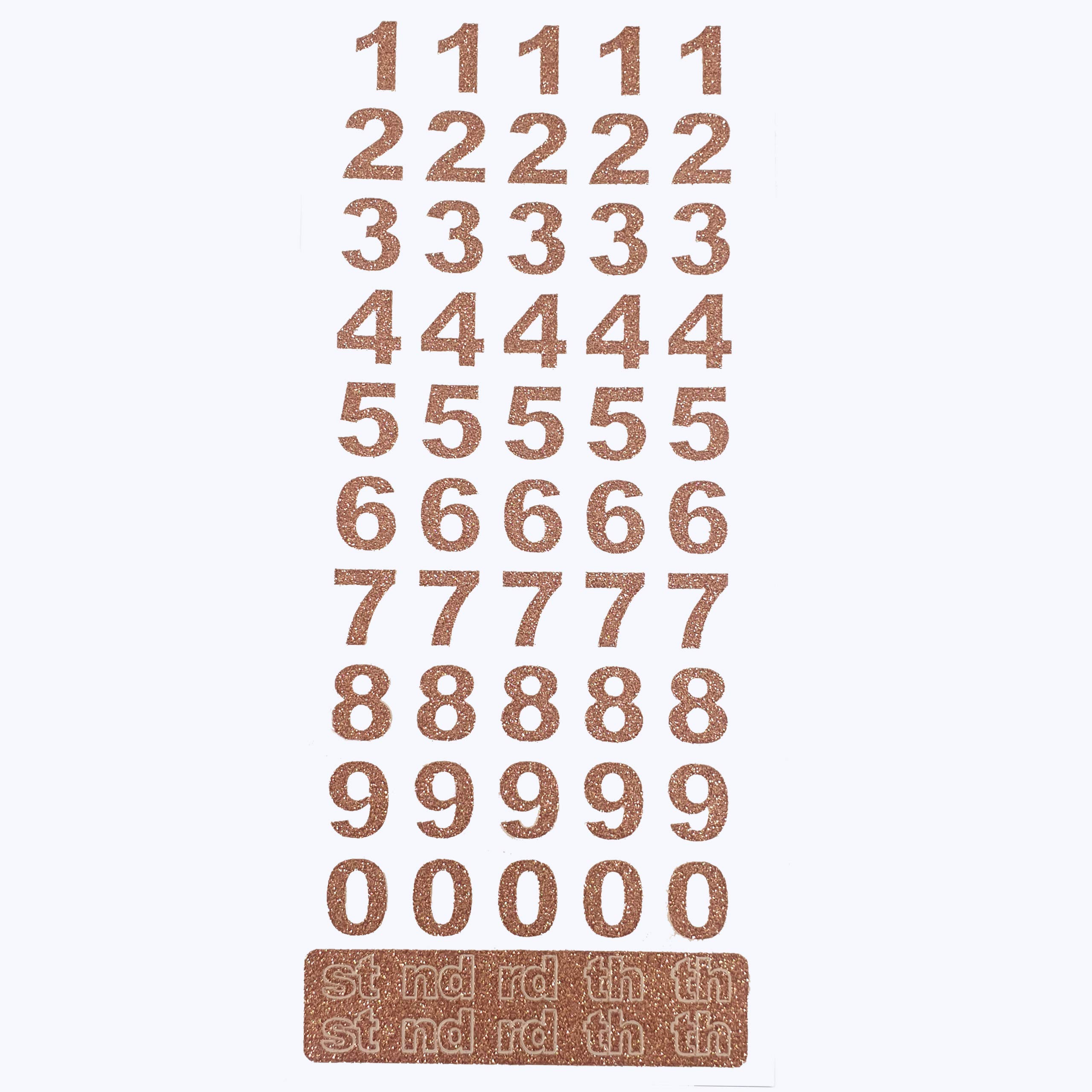 Pebble Eleven Gold,Rose 15Mm Glitter / Diamante Number Stickers - Self Adhesive Birthday Card Embellishments (Rose Gold Glitter Bold)