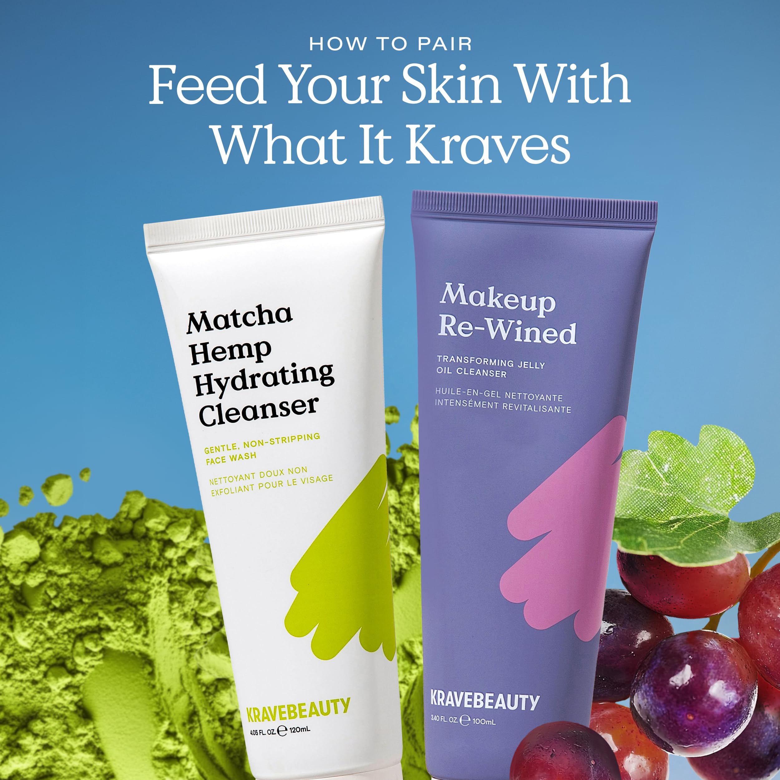 "KraveBeauty DUO Hanf-Feuchtigkeitsreiniger Matcha Täglicher Gesichtsreiniger, der die Haut nicht austrocknet, stärkt die Hautbarriere, angereichert mit Hanfsamenöl, hautverträglich