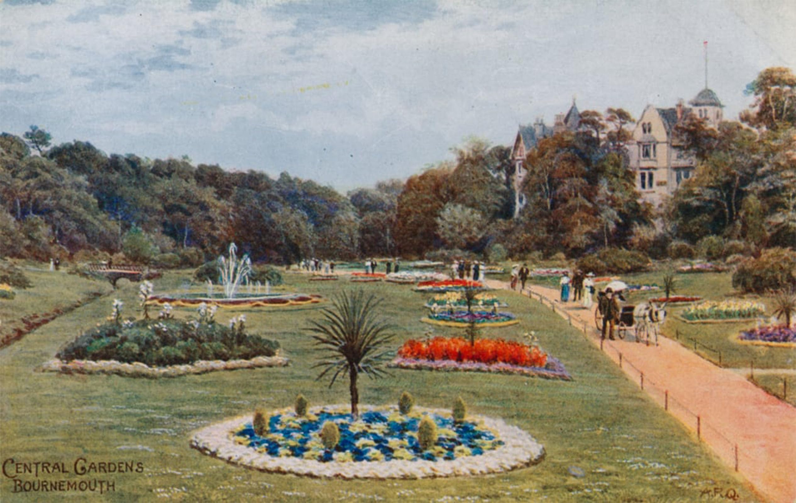 SERENDIPITP Abstract Painting Mural Print Picture Wall Decor Painting Central Gardens Bournemouth by Alfred Robert Quinton Vintage Wall Artwork for Home Decor 60x90cm