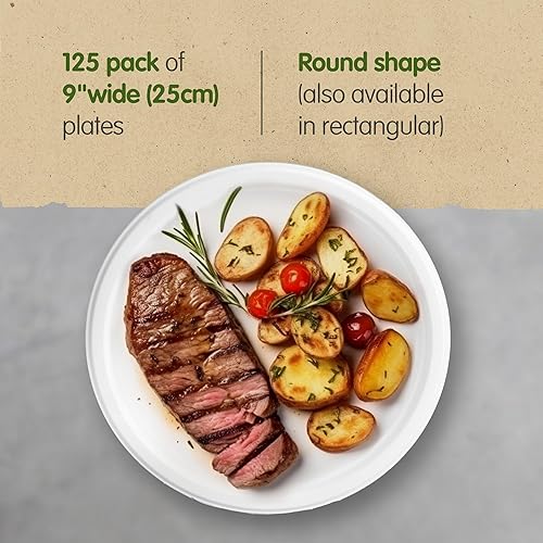 Miniatura 2 de Signature Packaging - Platos de papel desechables - Paquete de 125 - Vajilla de fiesta - Redondo de 9 pulgadas - Blanco