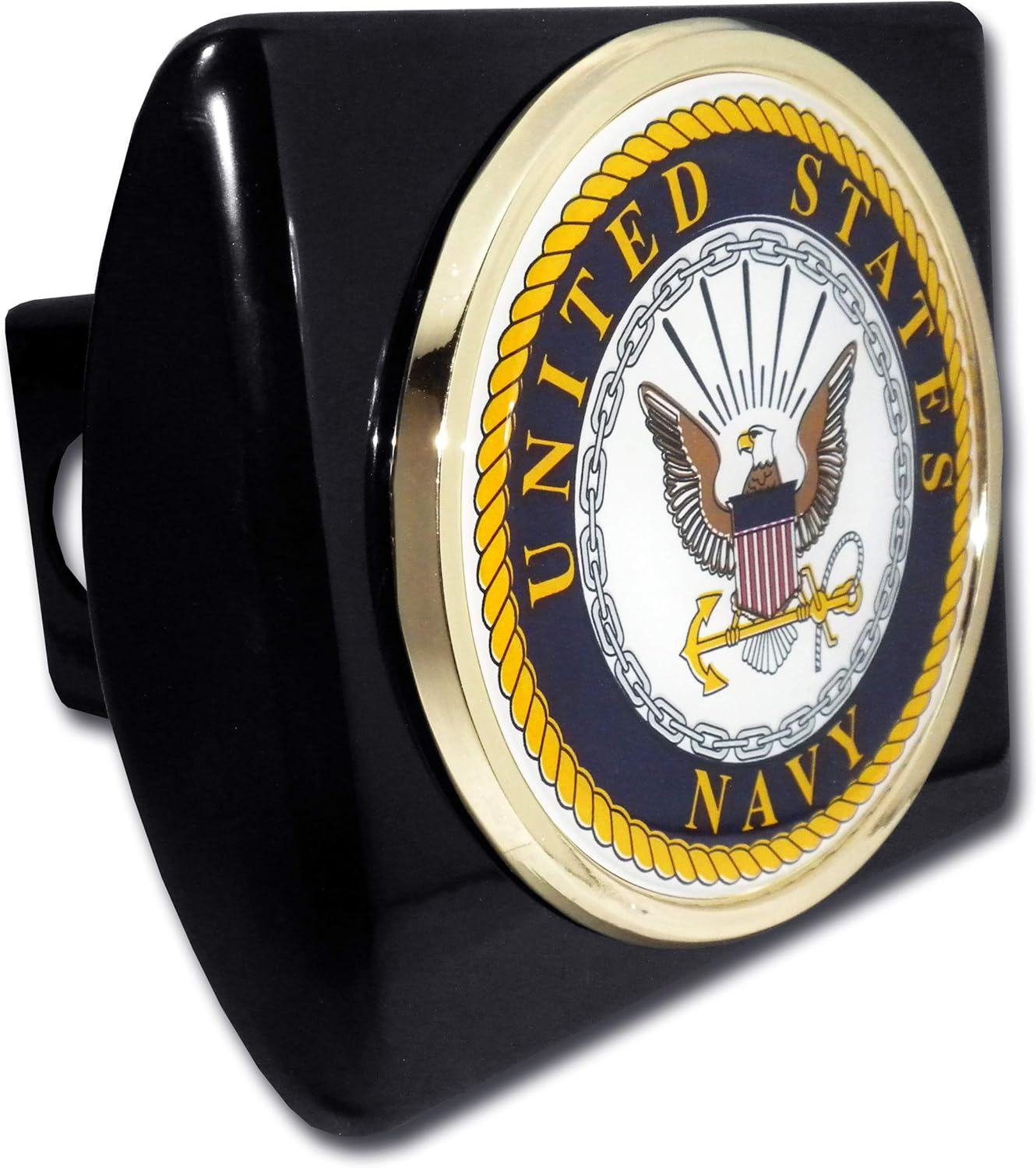 Elektroplate Officially Licensed U.S. Navy Eagle Crest All Metal Black Hitch Cover for Trucks and SUVs | Fits Standard 2" Trailer Hitch Receivers | Premium Weatherproof