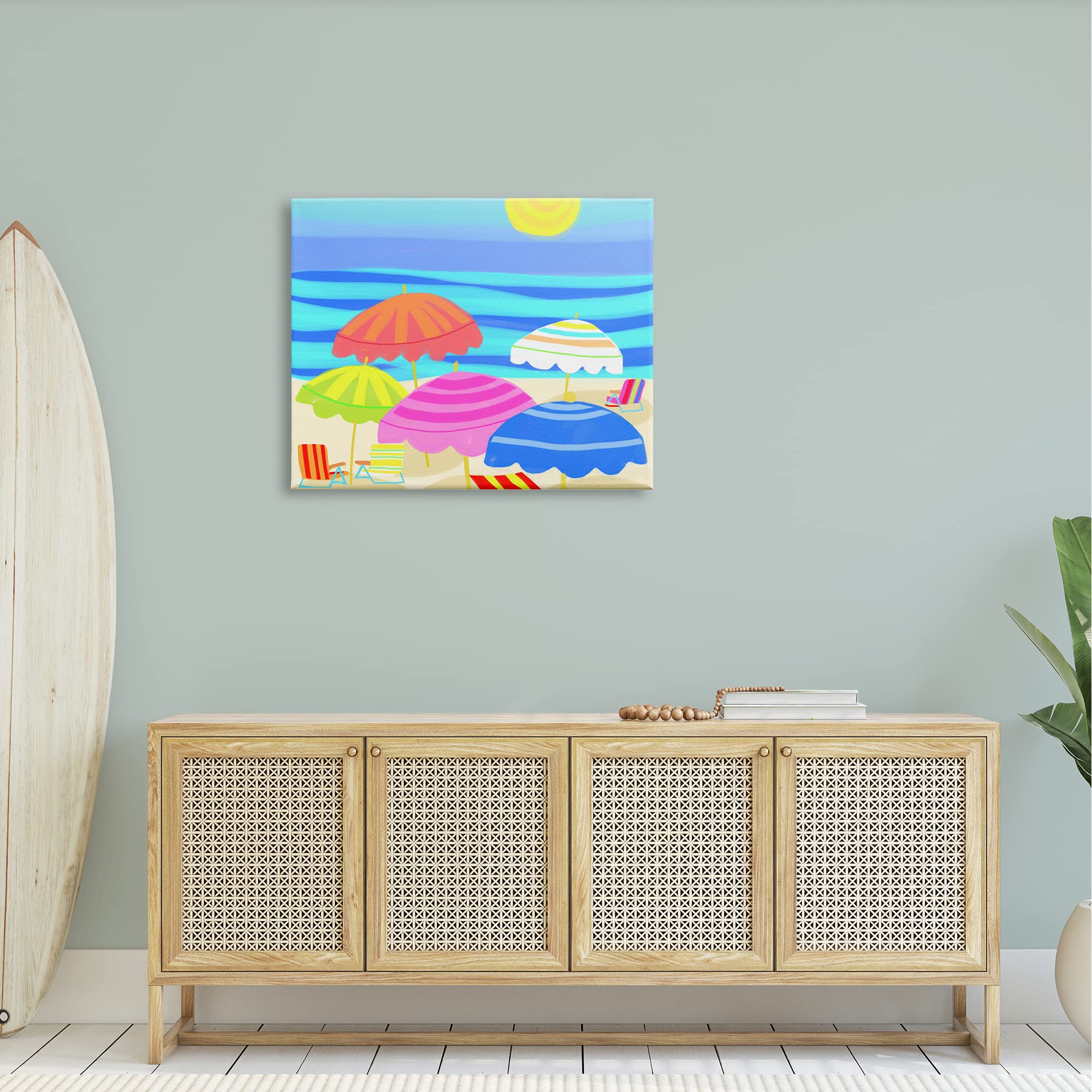 Stupell Industries Vibrant Sun Umbrellas Summer Beach Shore Scene Canvas Wall Art, Design By Maret Hensick