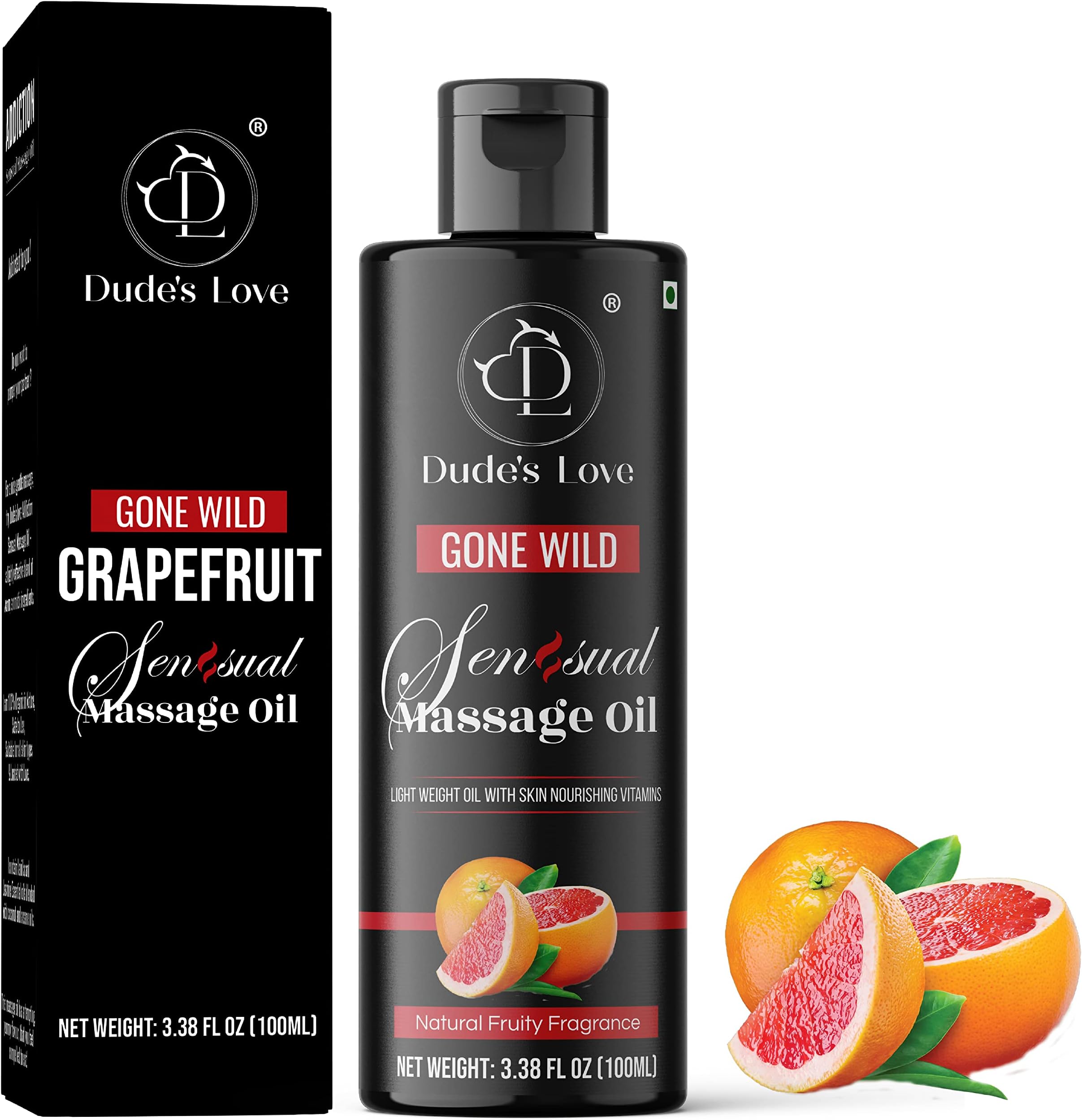 Gone Wild - Fruity Sensual Massage Oil - Mind Detox | Edible Massage Oil Blend With Natural Grapefruit & Lime | Nourish & Moisturize Skin