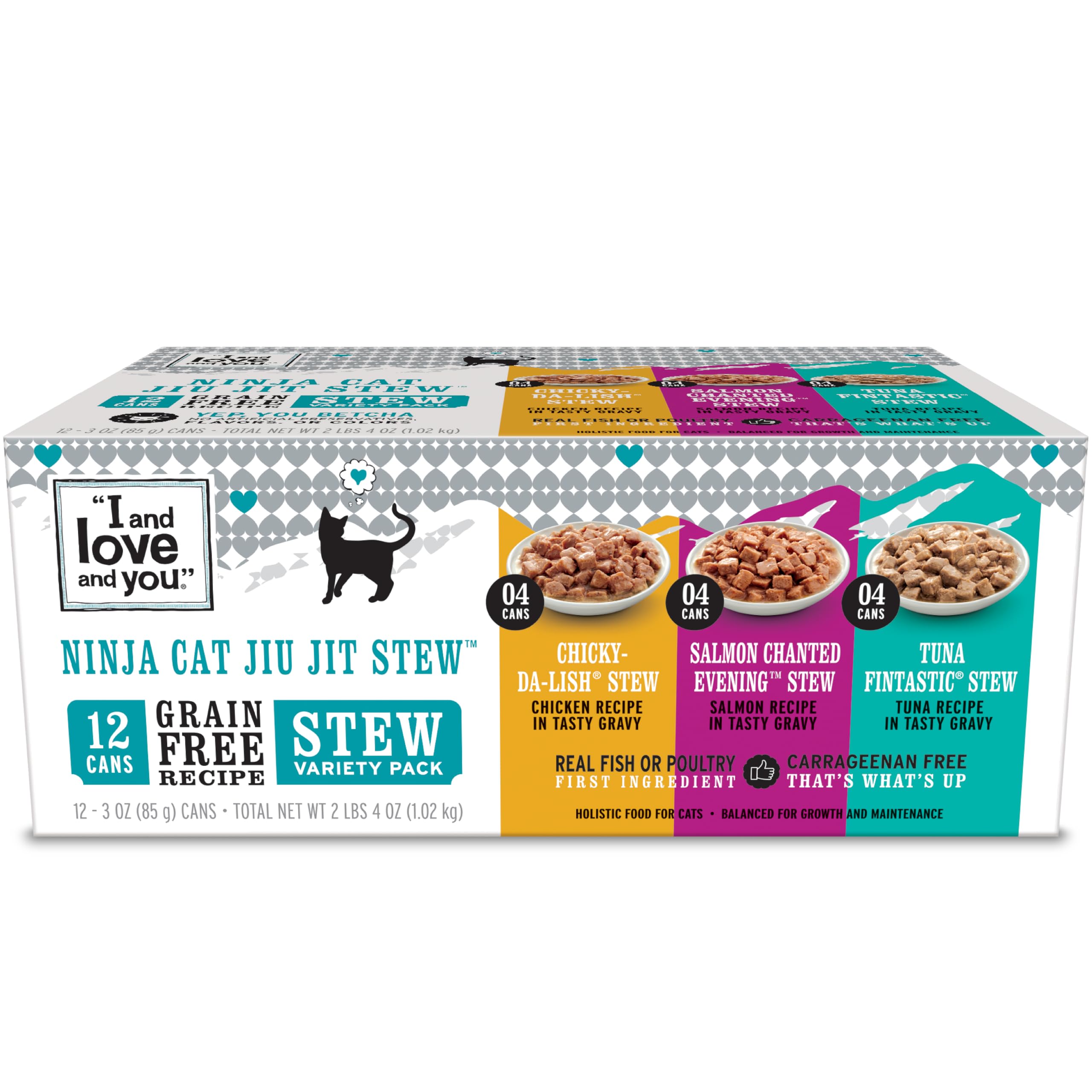 I AND LOVE AND YOU Wet Cat Food, Ninja Cat Stew Variety Pack | 12 Pack