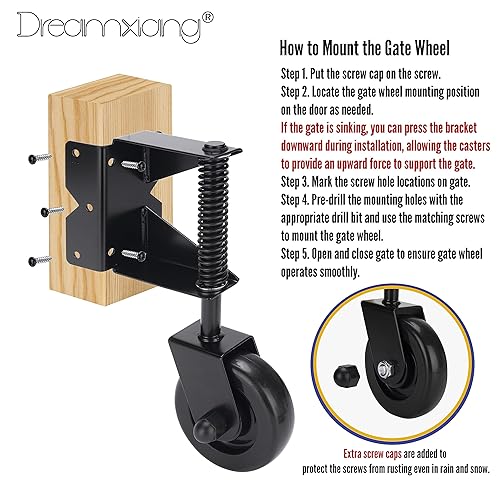 Miniatura 3 de Kit de ruedas de puerta con resorte para cercas de PVC de madera, rueda auxiliar de puerta resistente, kit de rodillos de soporte de puerta para