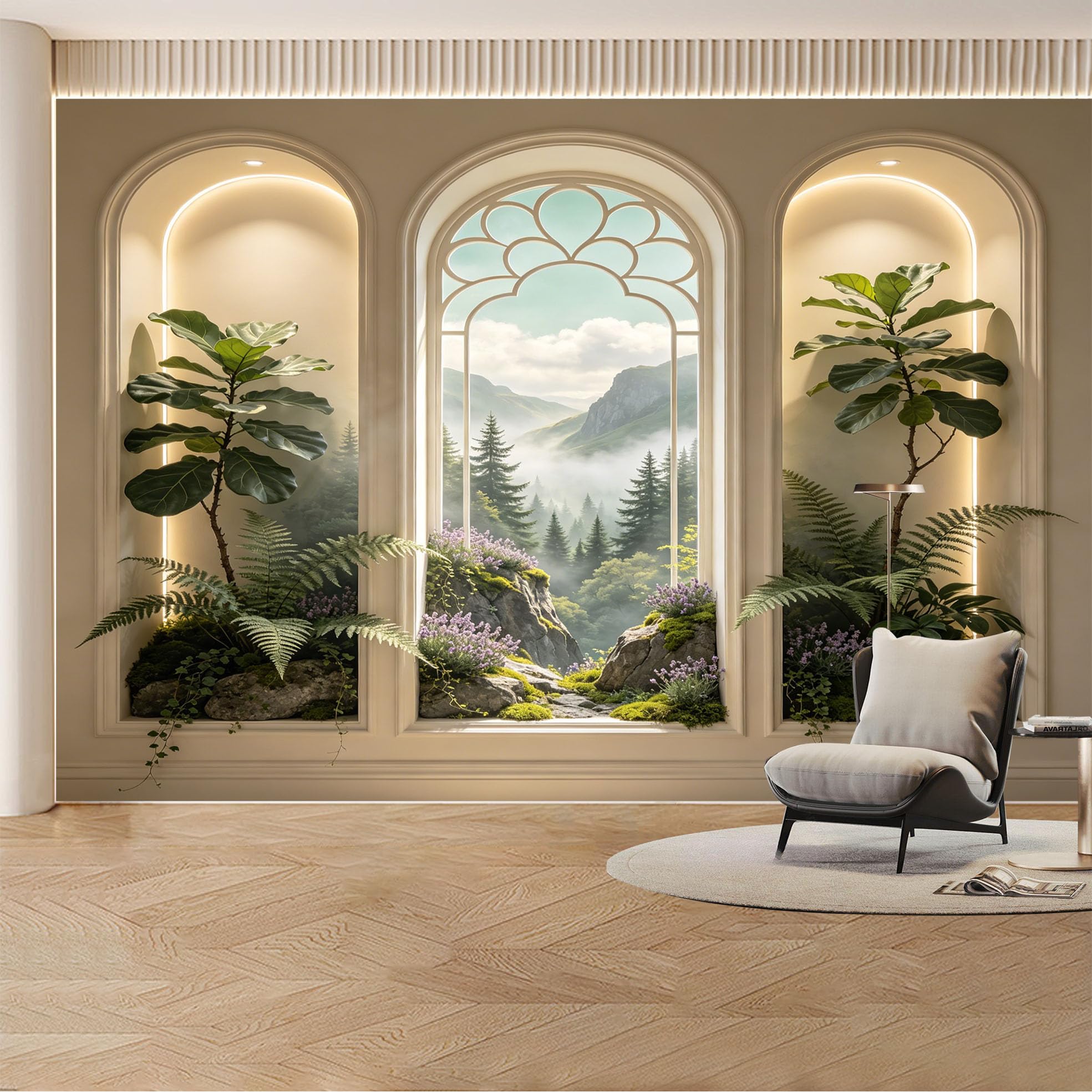 Kayorowalls Bh20260620071 Custom Wall Mural Wallpaper Mountain Forest Landscape Nature Wall Decor Large Wall Art Misty Nordic Luxury Removable Selfadhesive Large Photo For Living Room， Bedroom， Office