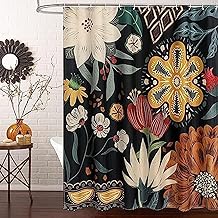 FAIRYGATE B9228 Shower Curtain Black Shower Curtain Modern Shower Curtains 180 x 180 cm Anti Mould Waterproof Polyester Fabric Washable Bathroom Curtain for Bathroom with 12 Hooks