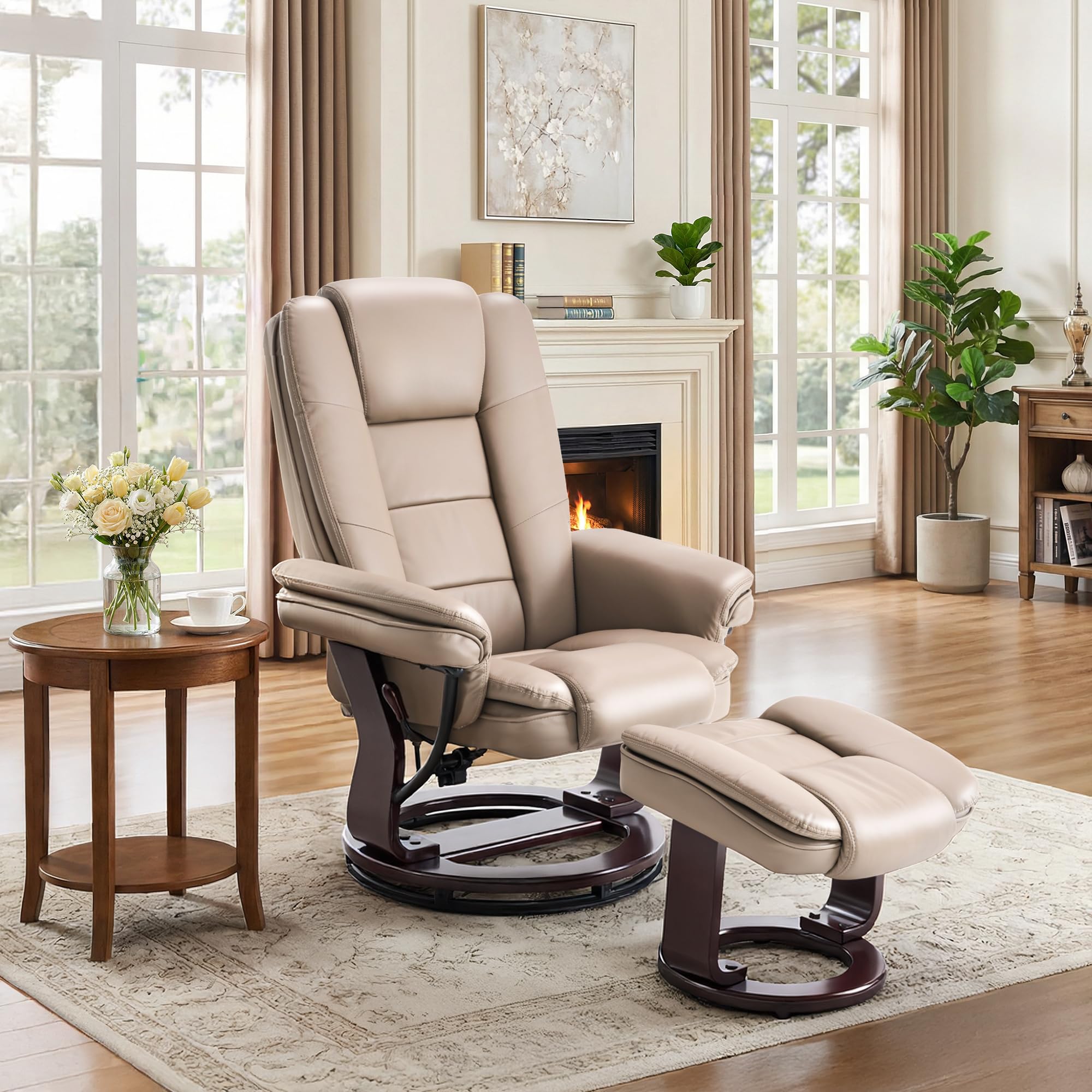 Argus Swivel Recliner with Ottoman by JC Home