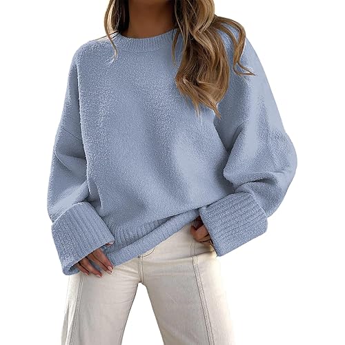 LILLUSORY Women's Oversized Sweaters 2023 Fall Fuzzy Knit Chunky Warm Pullover Sweater