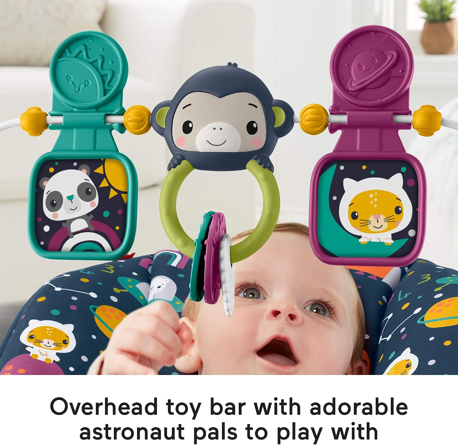 Fisher-Price Baby's Bouncer Soothing Seat Astro-Kitty, Soothing Bouncing Chair for Infants