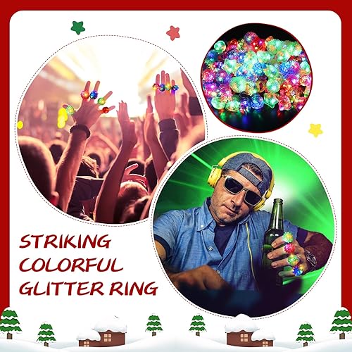 Miniatura 5 de Leyndo 150 anillos de luz LED, recuerdos de fiesta, anillos que brillan en la oscuridad, anillos de goma de gelatina con baches para niños,