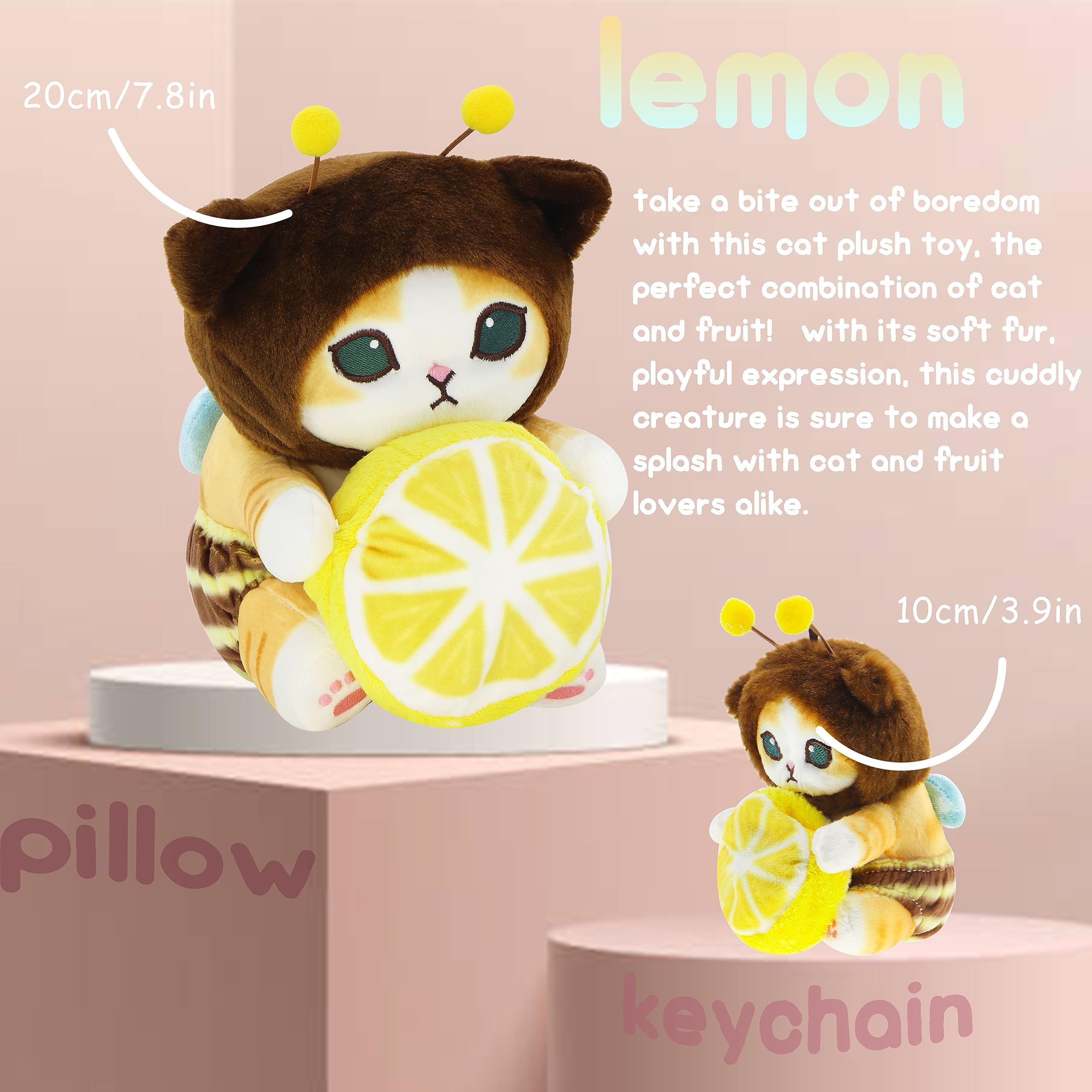 CNAANA Kawaii Shark Cat Plush Toy Stuffed Animal Doll, Soft Pillow for Boys & Girls (Cat-B, 20cm/7.8in)