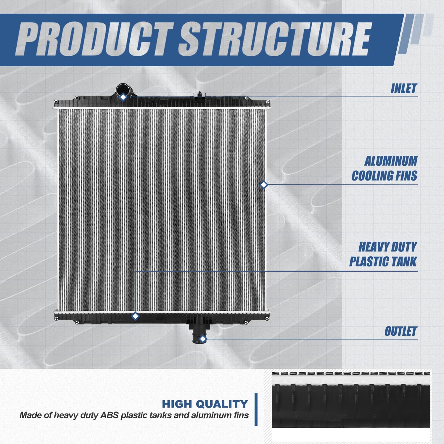 Auto Dynasty Radiator Compatible with 2008-2015 Kenworth T880 T800 W900 Peterbilt 367 357 567 365 335 Truck, Factory Style 2-Row Cooling Radiator, Aluminum Core