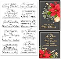 ORIGACH Merry Christmas Wishes Clear Silicone Stamps for DIY Cards, Scrapbooking & Crafts - 10 Patterns, 6.3x4.3 Inch