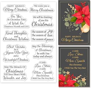 ORIGACH Merry Christmas Wishes Clear Silicone Stamps for DIY Cards, Scrapbooking & Crafts - 10 Patterns, 6.3x4.3 Inch