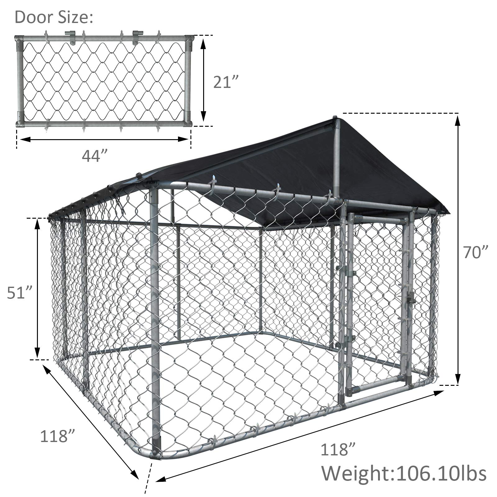Gotland Outdoor Dog Kennel Heavy Duty Dog Cage Pet House Galvanized