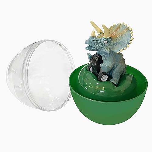 Miniatura 4 de Paquete de 4 huevos jumbo con dinosaurio para tirar hacia atrás, vehículos de dinosaurio, juguetes en el interior para niños y niñas, bolsa de