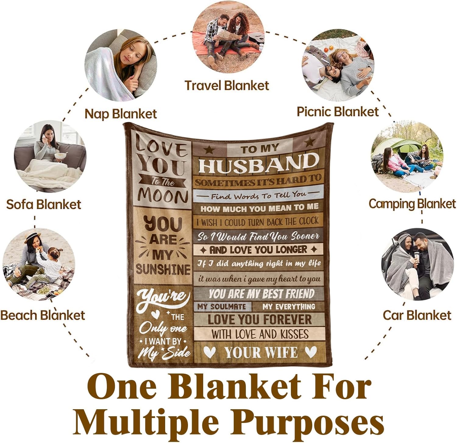 Gifts for Husband, Husband Gifts, Birthday Gifts for Husband Anniversary from Wife, Romantic Gifts for Him Blanket 50x60in