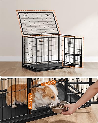 Miniatura 5 de Feandrea Jaula para perros de alta resistencia, jaula para perros, 36.4 x 22.6 x 25.2 in, para perros pequeños y medianos, antiescape, doble puerta