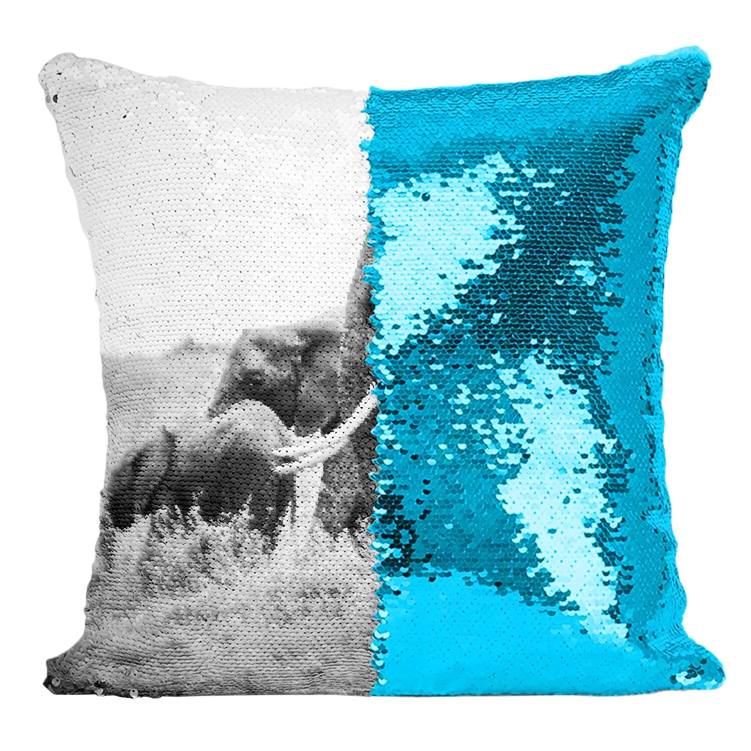 Coussin éléphant paillettes turquoise douceur de la brousse