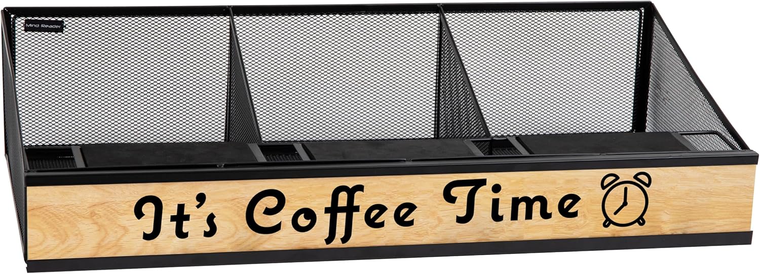 Mind Reader Airpot Serving Station, Coffee Bar Accessories, Countertop Organizer, Wire Mesh, 24"L x 12"W x 6"H, Black