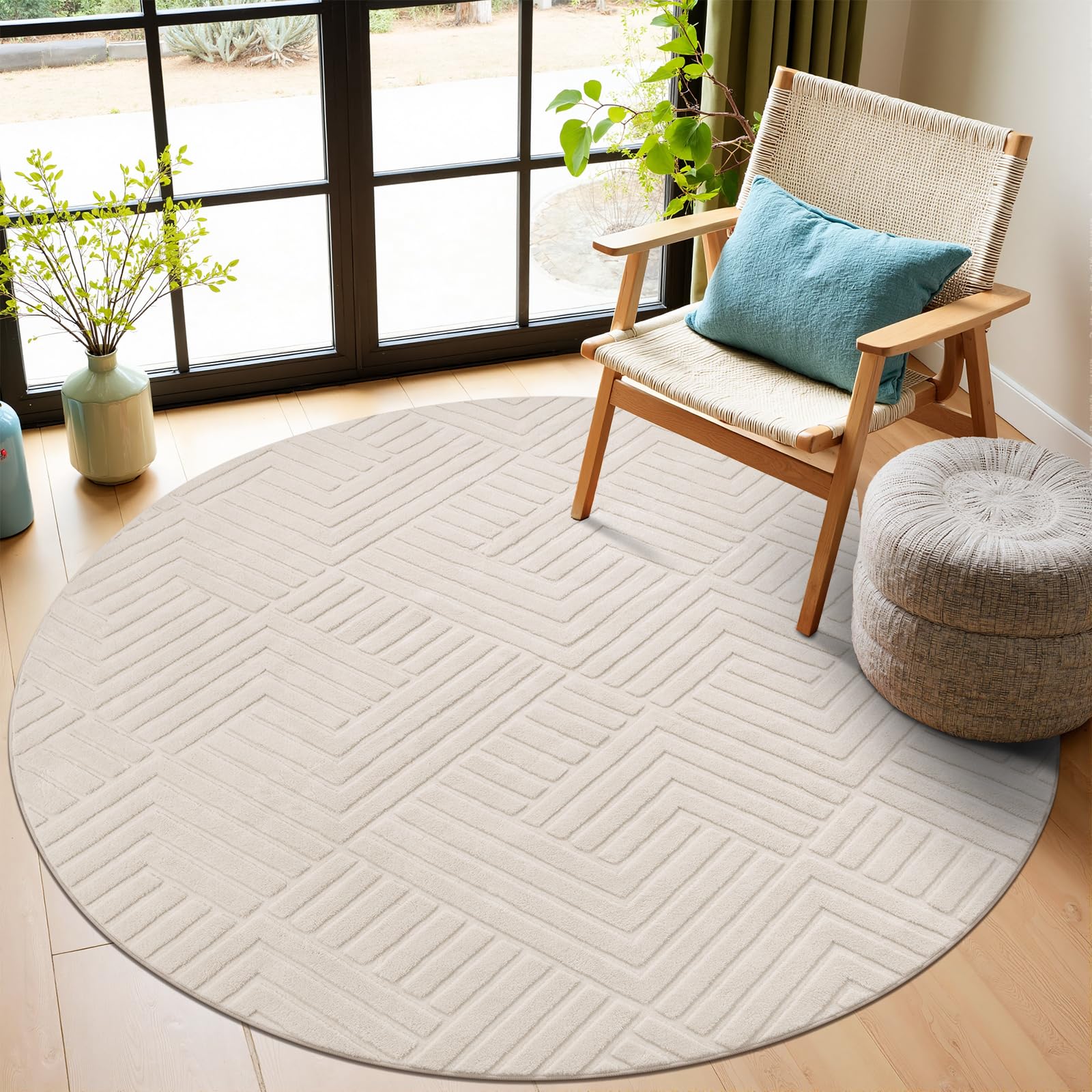 Tapis rond lavable Enyhom pour salon et chambre d'enfant
