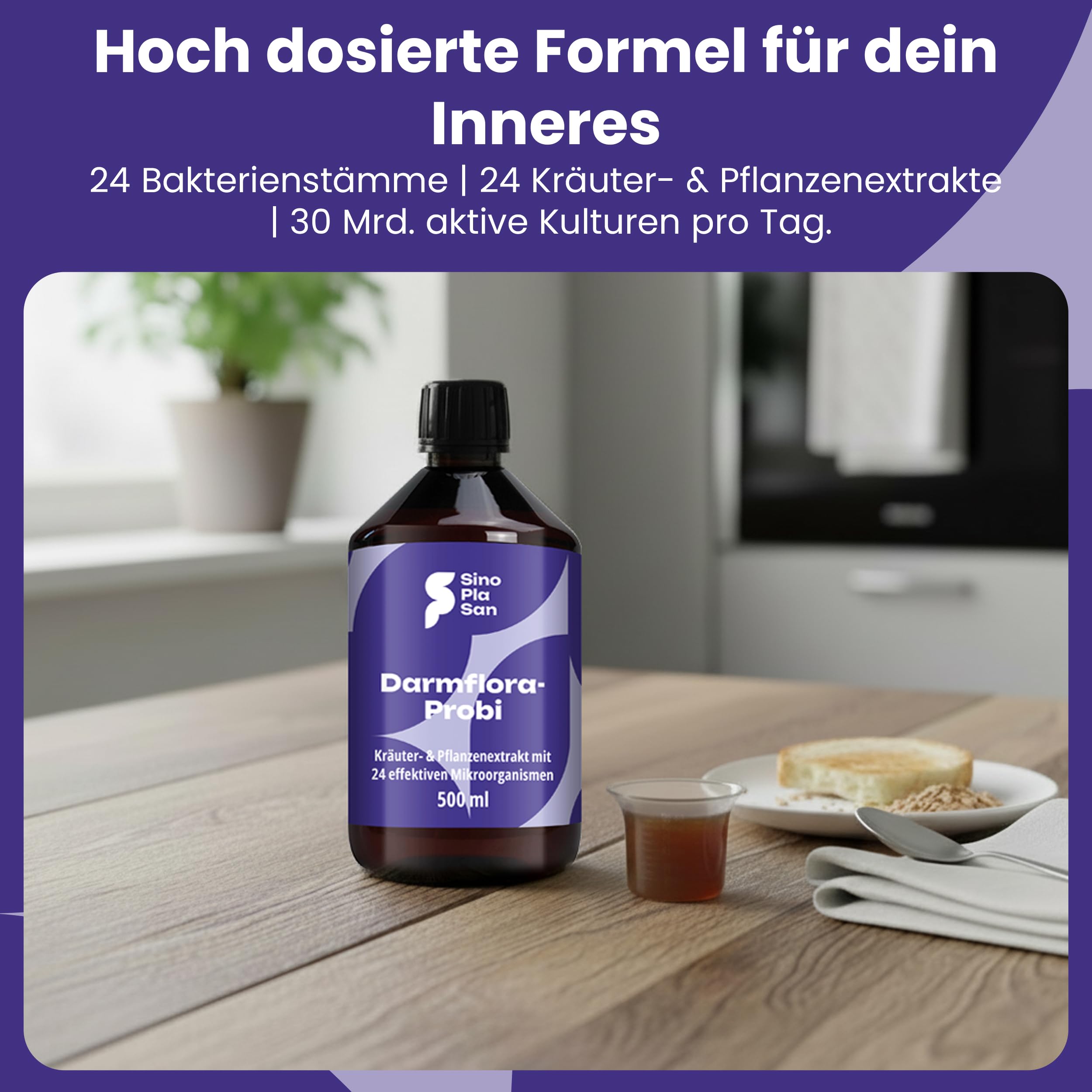 Darmflora-Probi forte EM24 | 24 lebende Bakterienstämme | 30 Mrd. KBE | sofort koloniebildend | 500 ml | natürlicher Herstellungsprozess