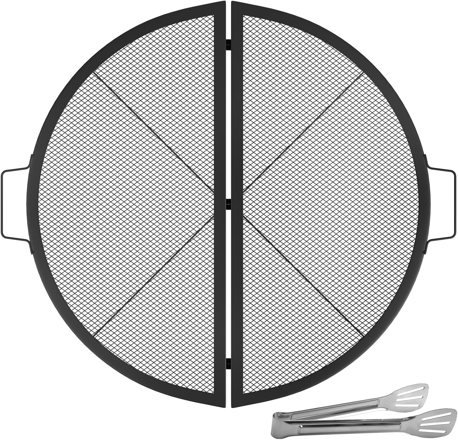 Foldable Fire Pit Grate Round Heavy Duty BBQ Grill with Portable Handle