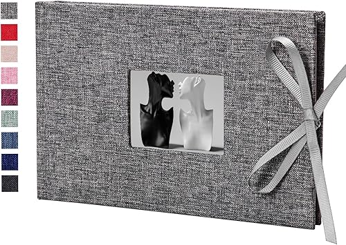 Miniatura 7 de Vienrose Álbum de fotos de 4 x 6 pulgadas, 300 bolsillos, cubierta de marco de lino con áreas de notas, libro de fotos de gran capacidad, libro de