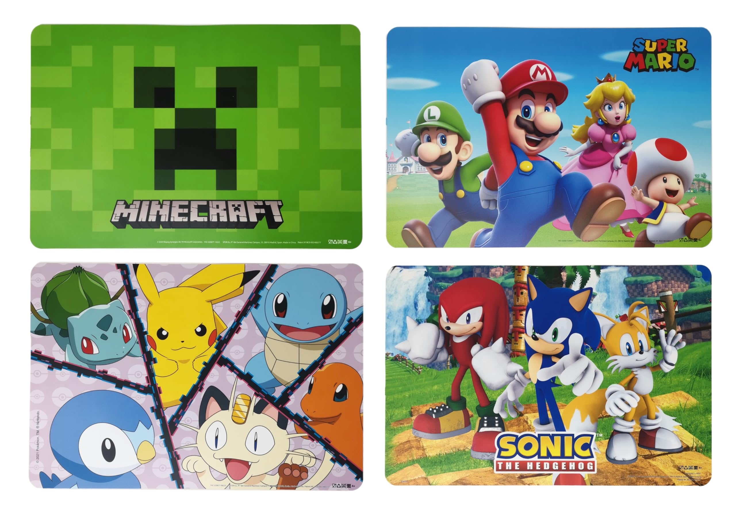 Theonoi Juego de manteles individuales para niños, mantel individual para desayuno, almuerzo, escuela, plástico, lavable, para niña y niño (gamer gaming)