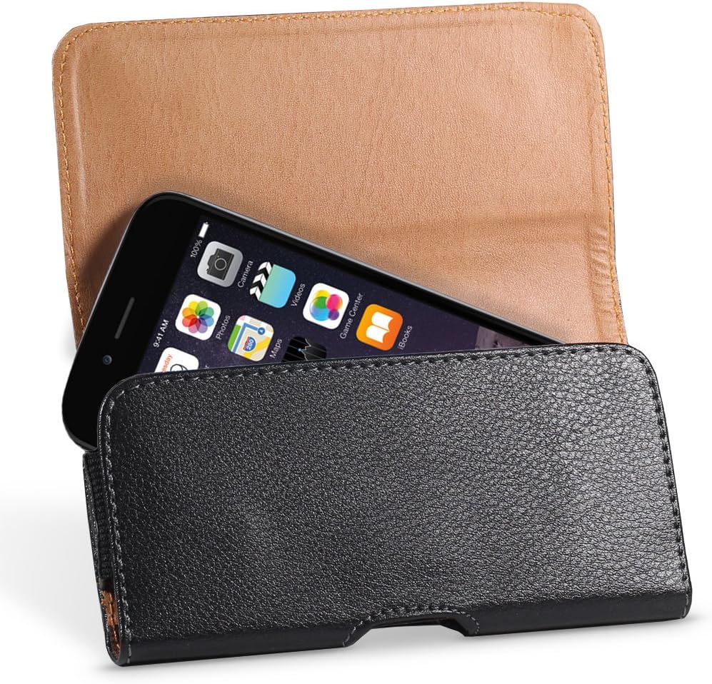 Fosmon Black Leather Horizontal Carrying Pouch / Case for Samsung Galaxy S4 IV Active / S3 III / S2 II - Black