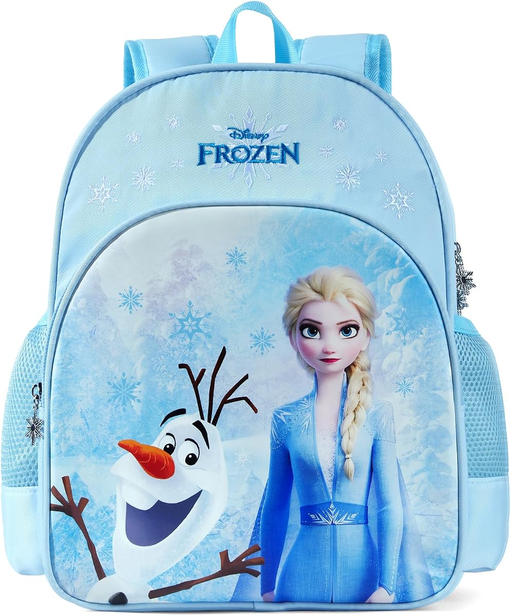 Disney Frozen Elsa Girls Backpack, TK Kindergarten Elementary Kids Bookbag | Water-Stain-Tear-Resistant Fabric, Medium 12L, Lightweight 350g, Ergonomic Padded Adjustable Straps, Chest Strap Support